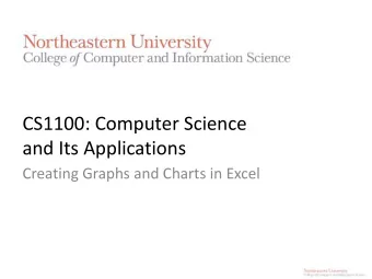 CS1100: Computer Science  and Its Applications  Creating Graphs and Charts in Excel  Charts