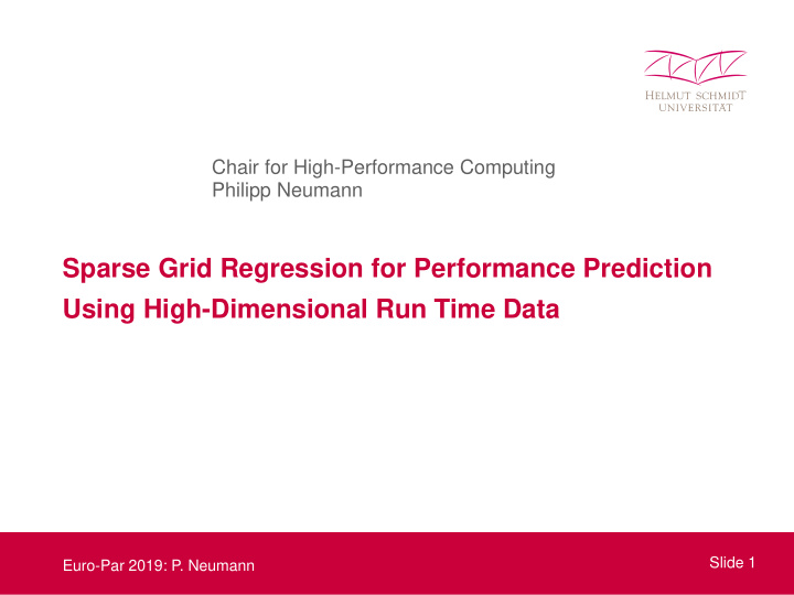sparse grid regression for performance prediction using