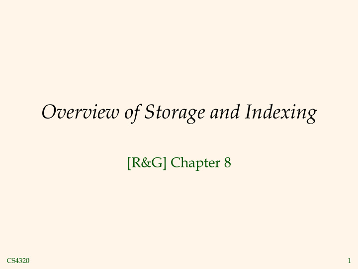 overview of storage and indexing