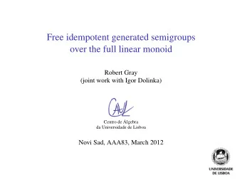 Free idempotent generated semigroups  over the full linear monoid  Robert Gray  (joint work with
