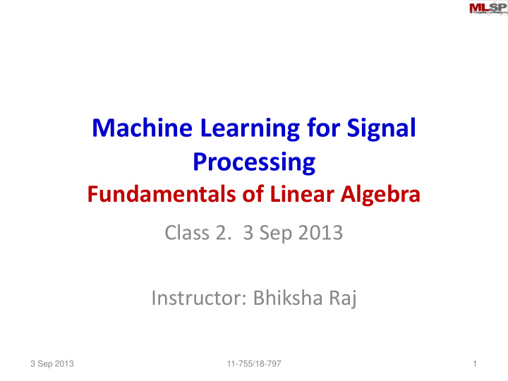 machine learning for signal processing