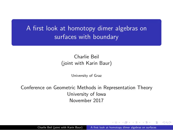 a first look at homotopy dimer algebras on surfaces with