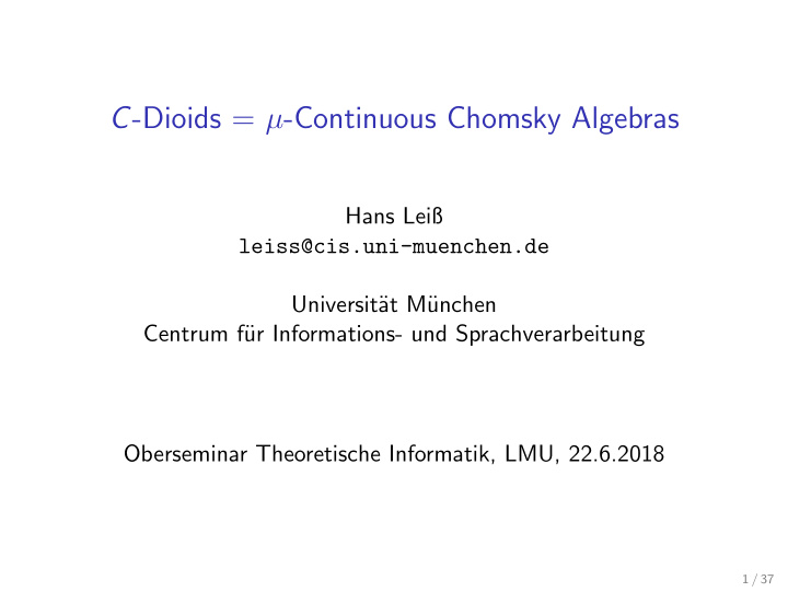 c dioids continuous chomsky algebras