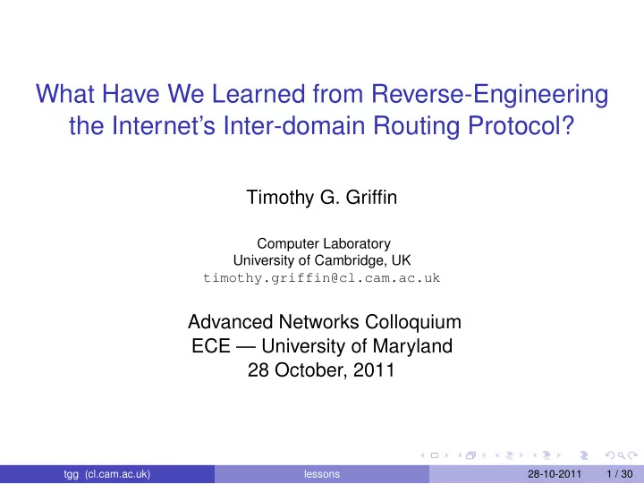 what have we learned from reverse engineering the