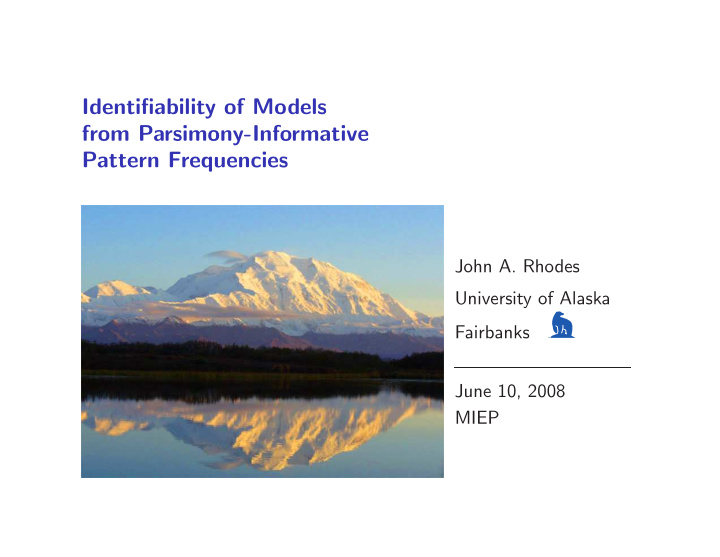 identifiability of models from parsimony informative