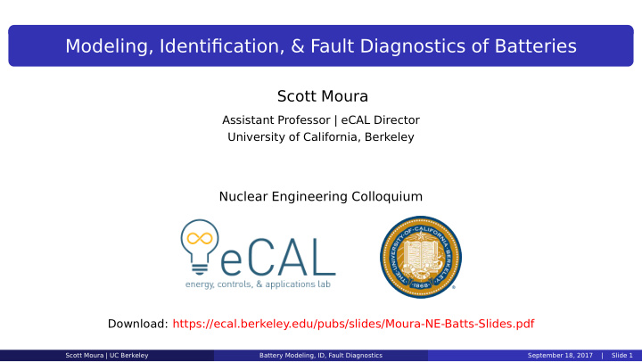 modeling identification fault diagnostics of batteries