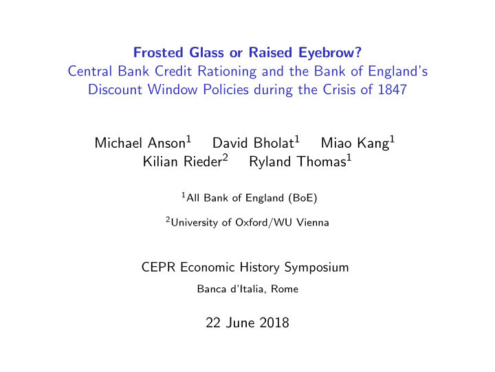 frosted glass or raised eyebrow central bank credit