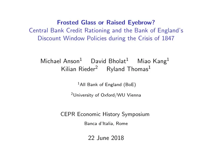 frosted glass or raised eyebrow central bank credit