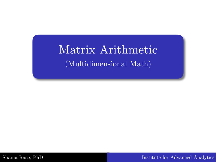 matrix arithmetic