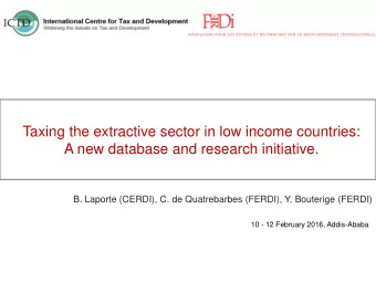 A new database and research initiative.  B. Laporte (CERDI), C. de Quatrebarbes (FERDI), Y.