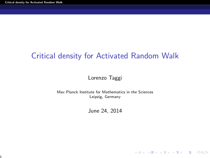 critical density for activated random walk