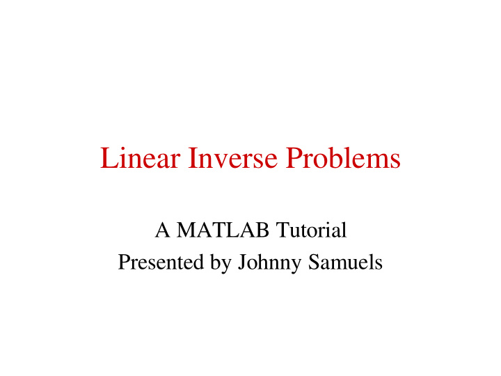 linear inverse problems