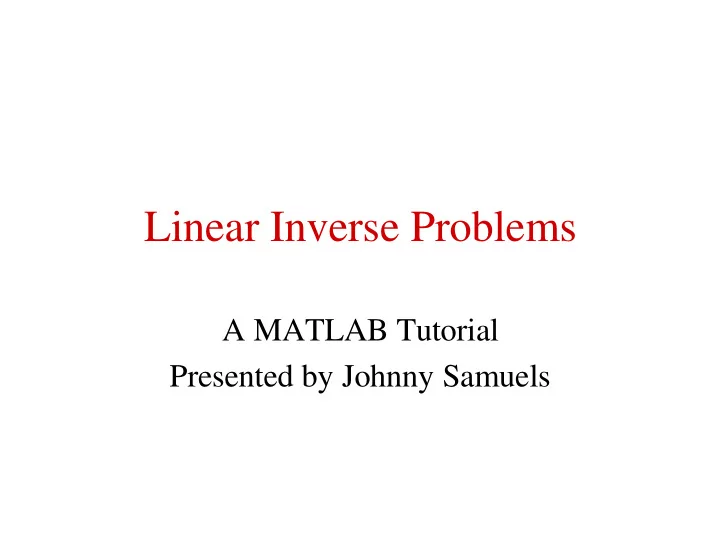 linear inverse problems
