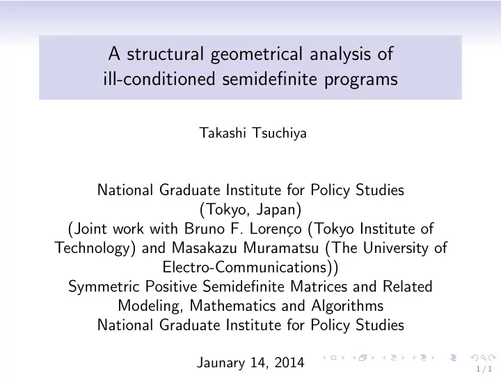 a structural geometrical analysis of ill conditioned