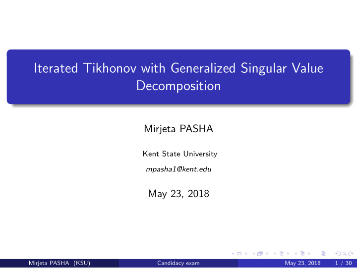 iterated tikhonov with generalized singular value
