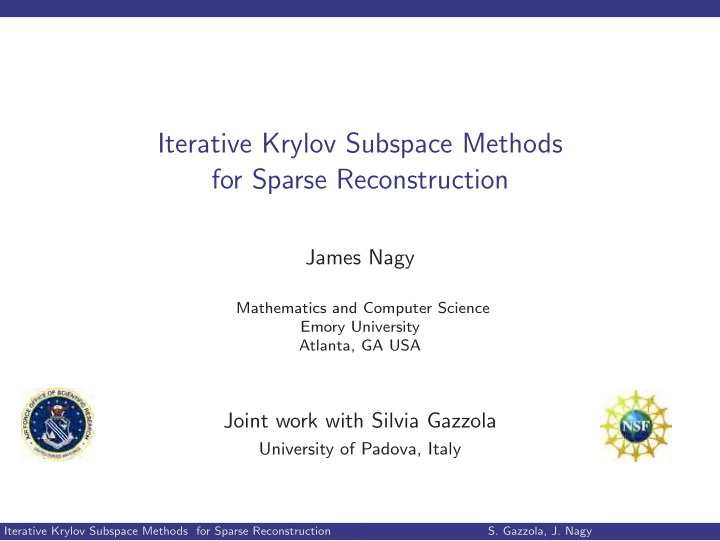 iterative krylov subspace methods for sparse