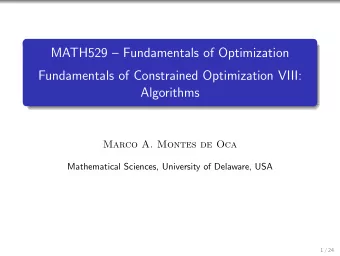 MATH529  Fundamentals of Optimization  Fundamentals of Constrained Optimization VIII: