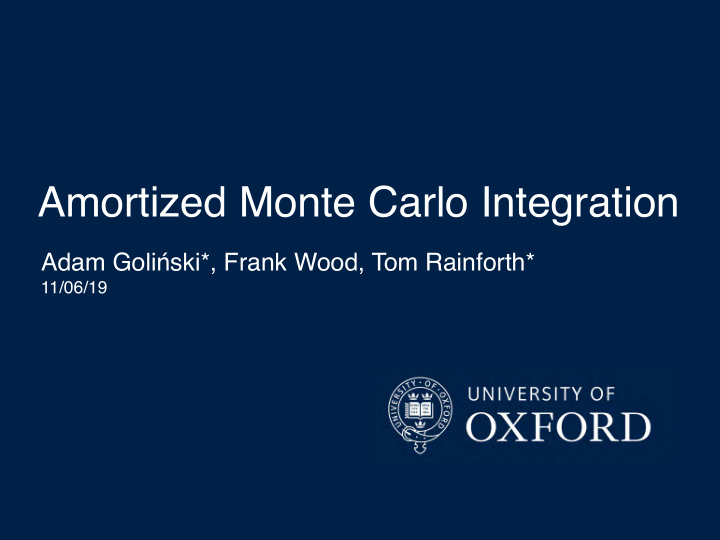 amortized monte carlo integration