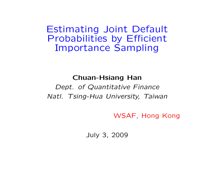 estimating joint default probabilities by efficient