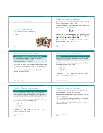 But. . .  The Principle of Inclusion and Exclusion  Listing all of the possible spades and black