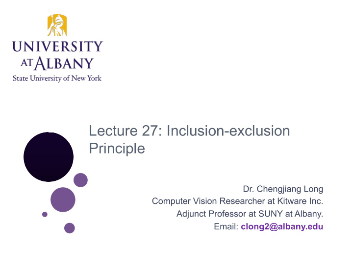 lecture 27 inclusion exclusion principle
