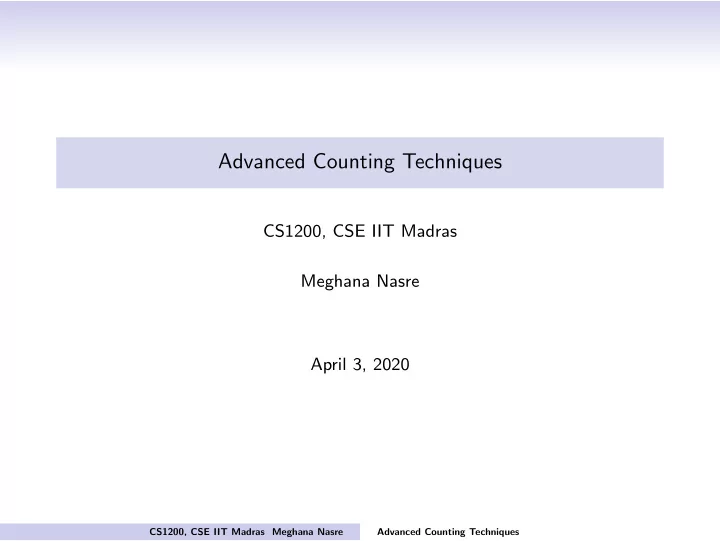 advanced counting techniques