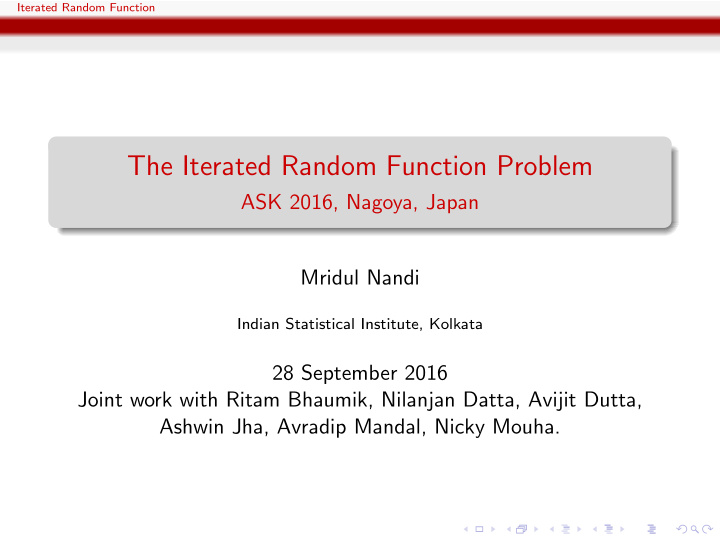 the iterated random function problem