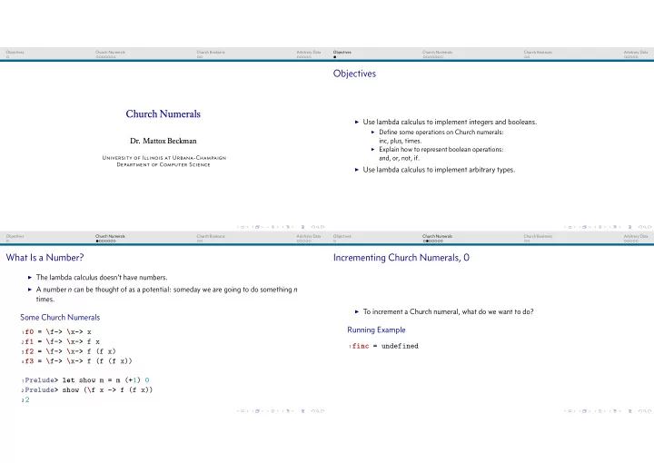 objectives church numerals