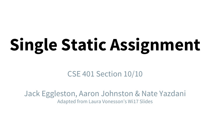 single static assignment