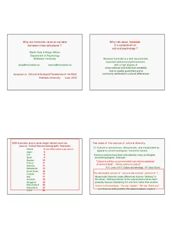 Why ar e homicide r at es so var iable Why t alk about homicide  in a symposium on  bet ween t imes