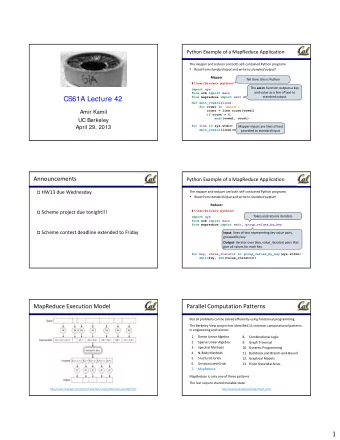 1 Parallelism in Python The Problem with Shared State Python provides two mechanisms for