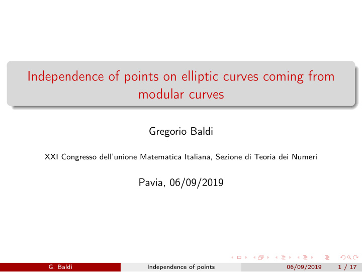 independence of points on elliptic curves coming from