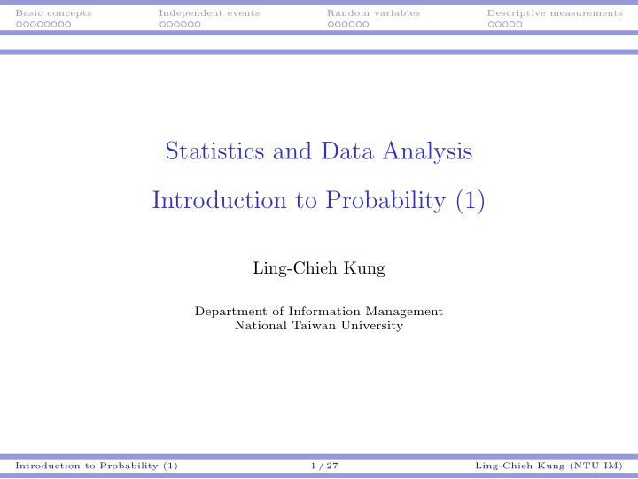 statistics and data analysis introduction to probability 1