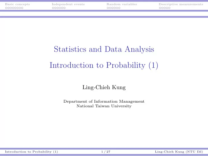 statistics and data analysis introduction to probability 1