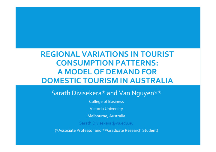 regional variations in tourist consumption patterns a