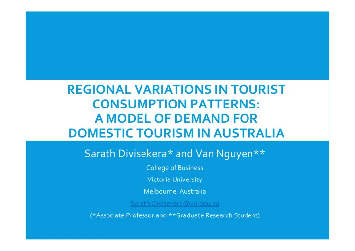 regional variations in tourist consumption patterns a