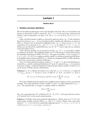 Lecture 1  Matthieu Bloch  1  Notation and basic definitions integers are denoted by R and N ,