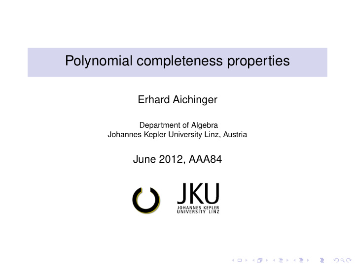 polynomial completeness properties