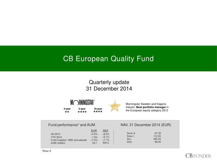cb european quality fund