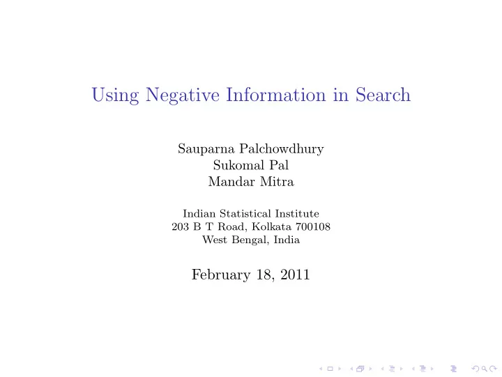 using negative information in search