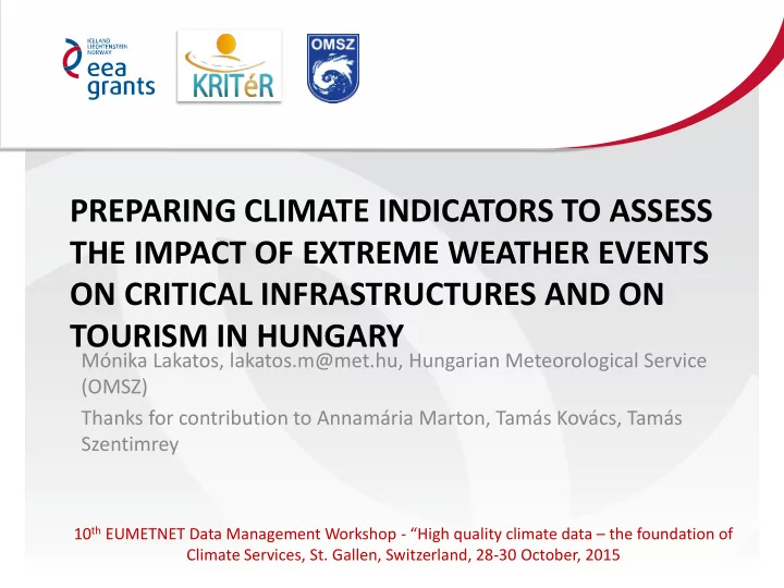 preparing climate indicators to assess