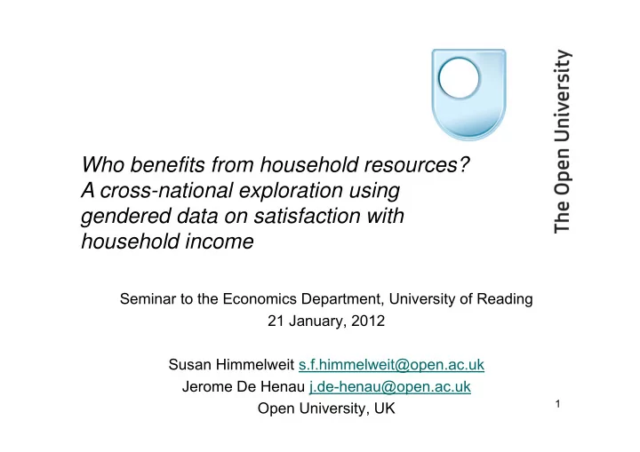 who benefits from household resources a cross national