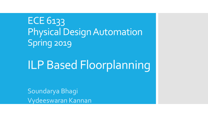 ilp based floorplanning