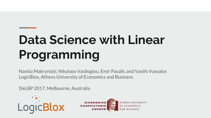 data science with linear programming