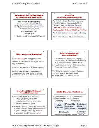 1. Understanding Social Statistics  V0G  7/21/2016  V0G  2016 IASE-1  1  V0F  2016 IASE 1  2