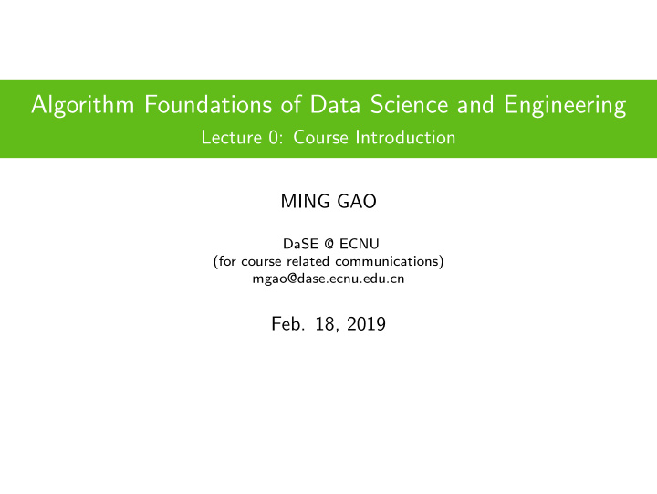 algorithm foundations of data science and engineering