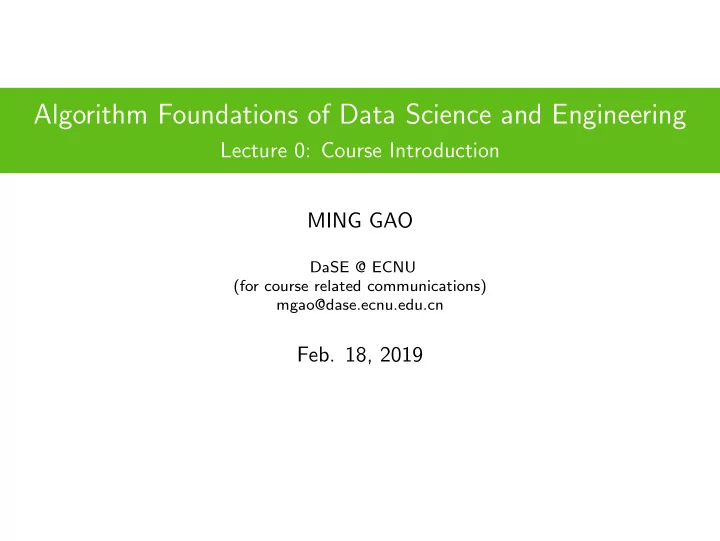algorithm foundations of data science and engineering