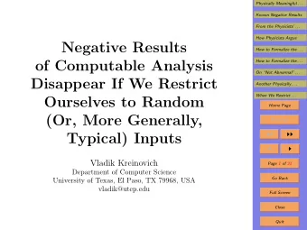 Negative Results  How to Formalize the . . .  of Computable Analysis  How to Formalize the . . .