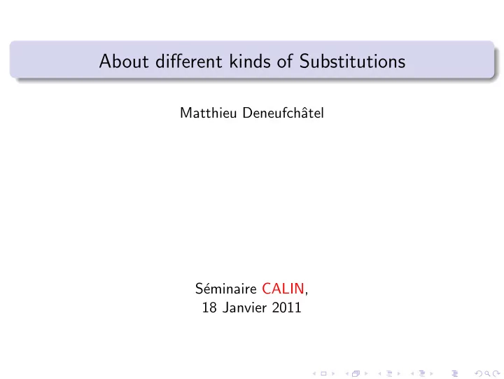 about different kinds of substitutions