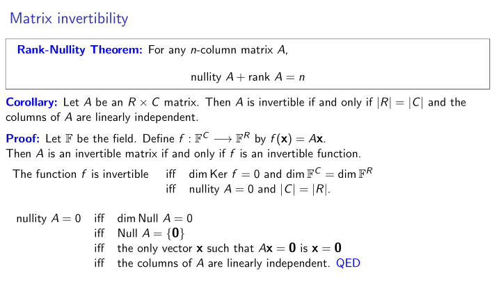 matrix invertibility